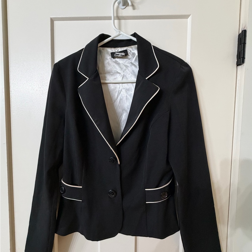 Express Black Blazer with White Piping